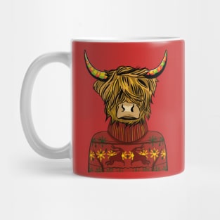 Scottish Highland Cow Wearing A Red Sweatshirt Mug